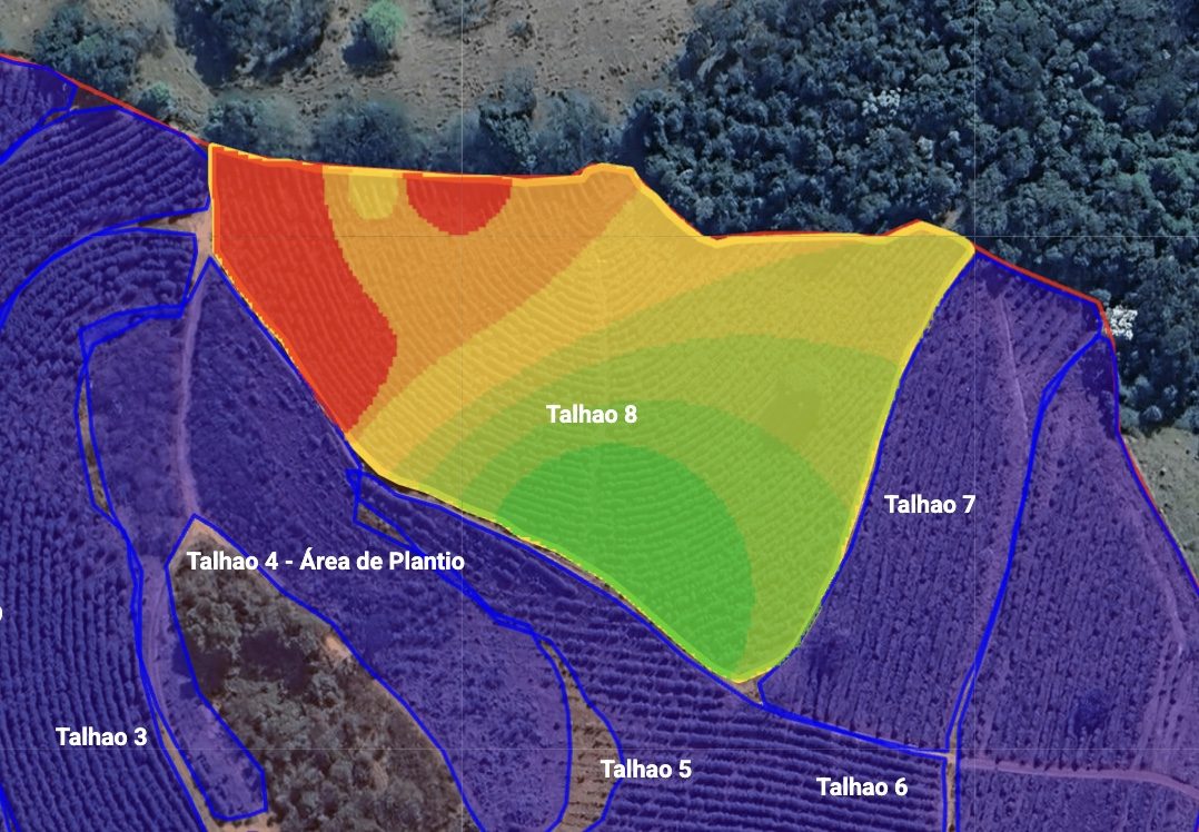 Mapa de calor de talhão — zonas de foco